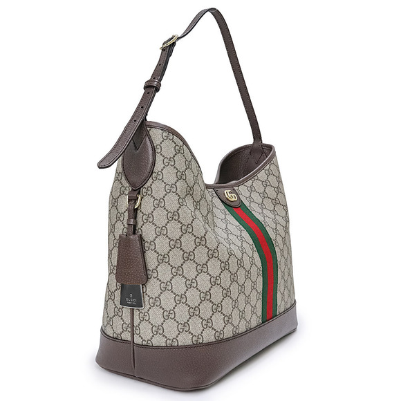 Gucci Ophidia Tote Bag GG Supreme Beige Ebony Brown Web Stripe - Picture 5 of 9